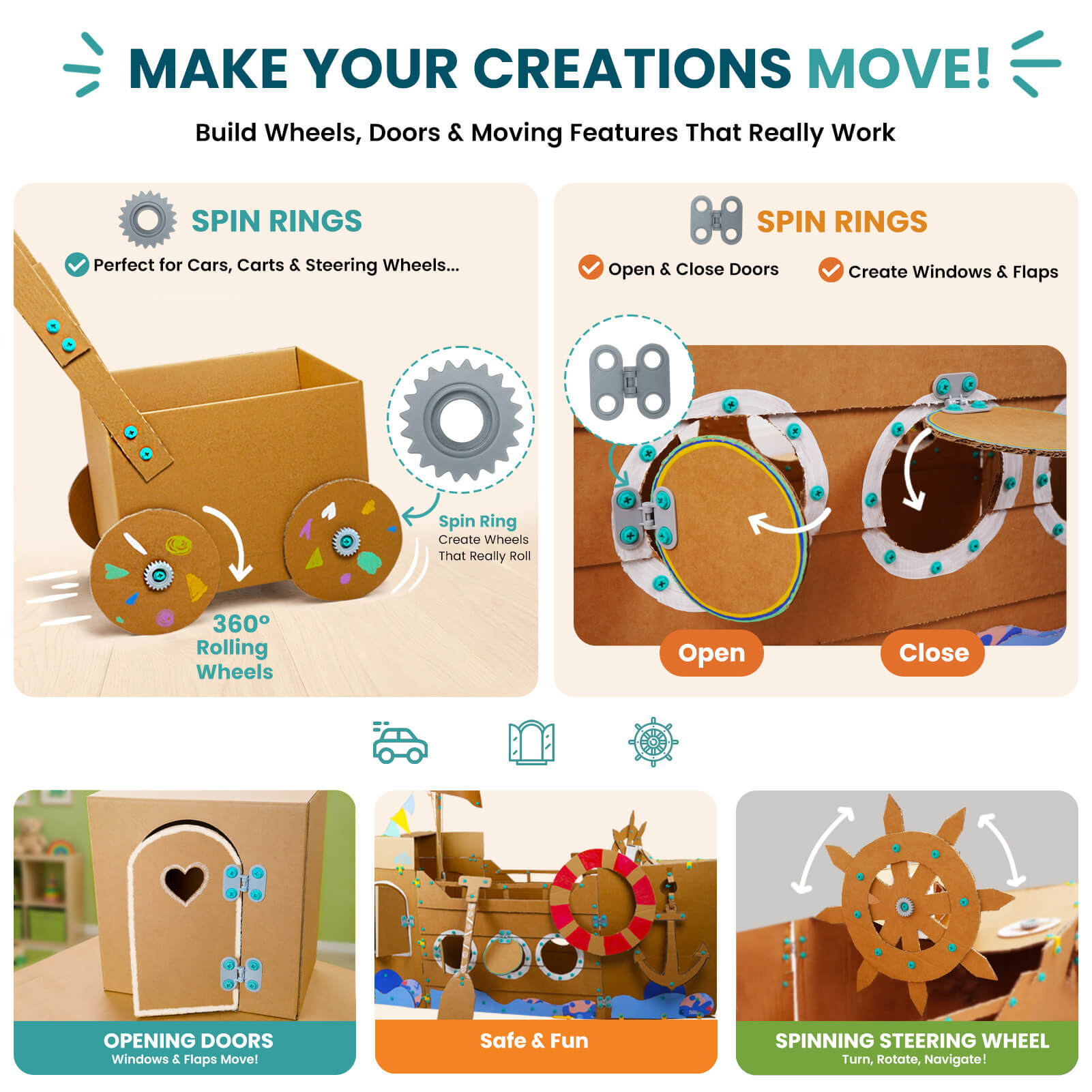 Cardboard Construction Kit for Kids | 219 PCS |Kizzikids